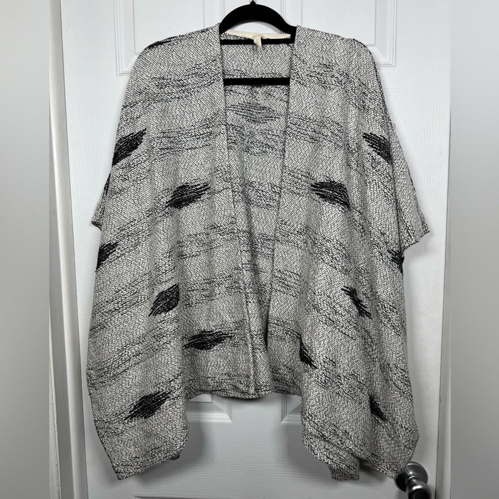 Eileen Fisher Organic Cotton Draped Open Front Topper Cardigan OS